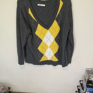 Gray and Yellow Argyle Sweater